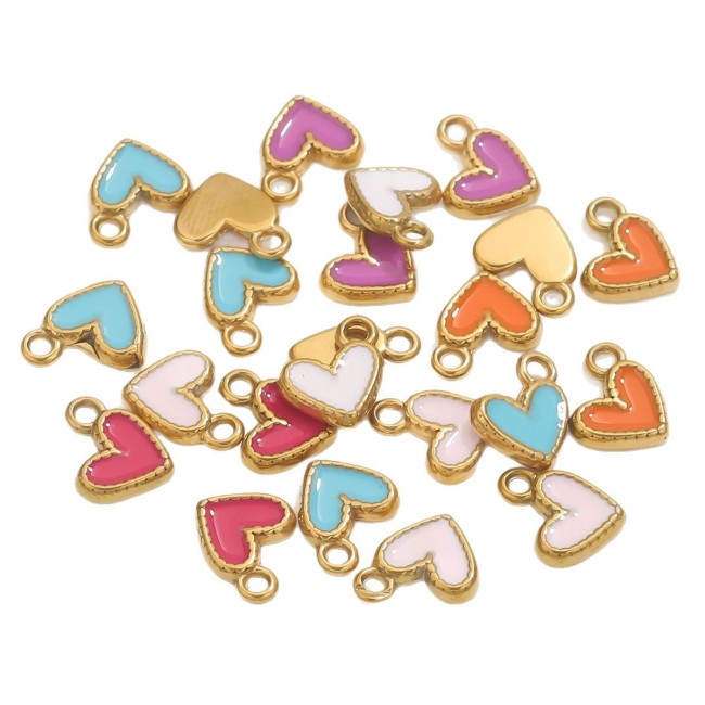 Colourful Mini Love Heart Charms Enamel Alloy Pendant for Earrings Bracelet Handmade DIY Jewelry Making Accessories