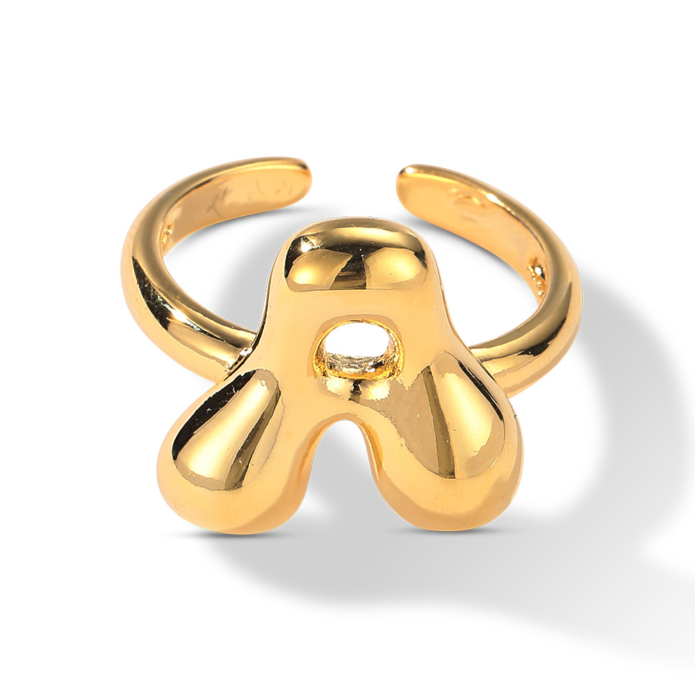 26 English Letter Open Finger Rings A-Z Initials Name Alphabet Female Creative Ring Fashion Wedding Party Jewelry Gifts