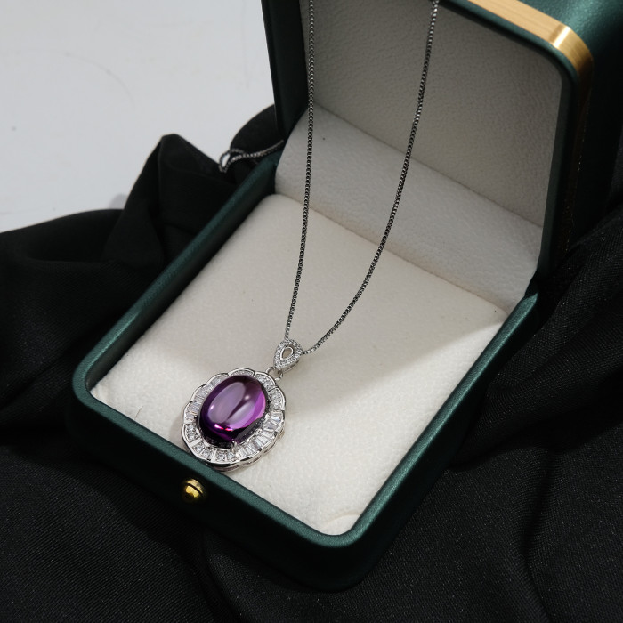 2025 Trend Vintage apphire Necklace Pendant Ring Earrings Wedding Party Fine Jewelry for Women Gift Accessories