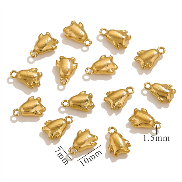 Mini Stainless Steel Charms 3D Geometric Shell Cherry Rabbit Gold Color Pendants DIY Women Jewelry Making Necklace Findings