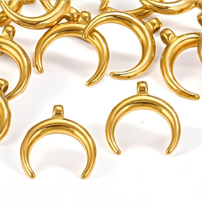 Moon Charms for Jewelry Making Supplies 18K Real Gold Plated Stainless Steel Charm in Bulk Women Pendant, Necklaces