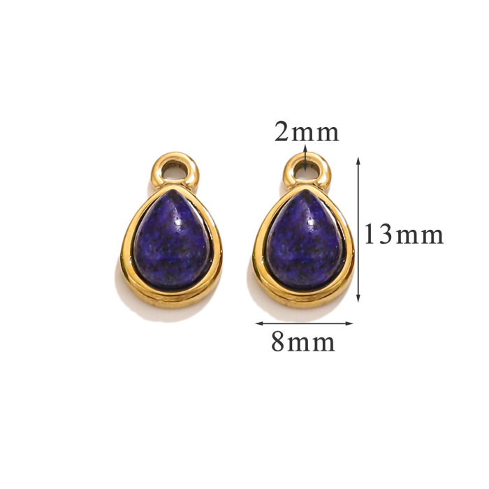 Stainless Steel Water Droplet Pendant Stone Colorful Pendants for DIY Necklace Bracelet Jewelry Making Accessories