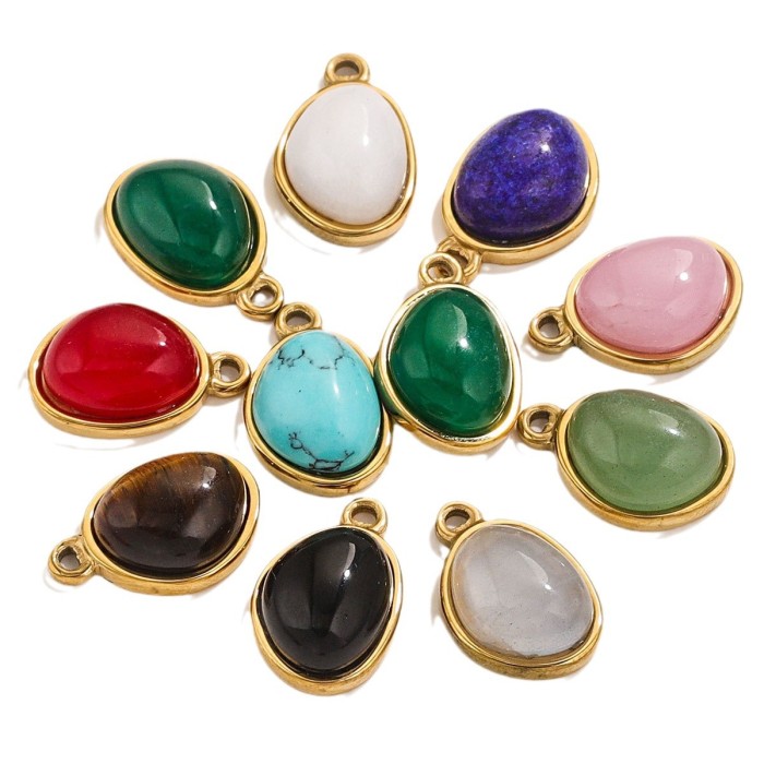 New 18K Gold Plated Natural Stone Waterdrop Charms DIY for Pendant Necklace Earrings Jewelry Findings Accessories