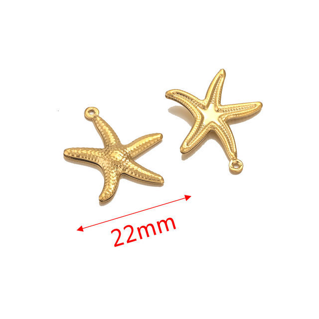 Stainless Steel Starfish Charms Shell Fish Tail Hippocampus Gold Charms Pendants Jewelry Making Ocean Dangle Accessories