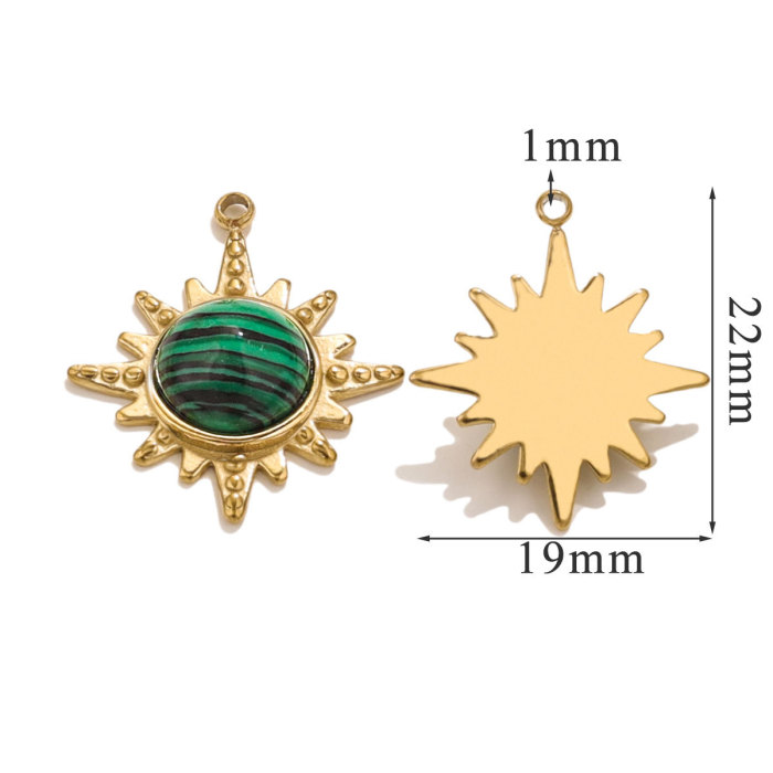 Fashionable Stainless Steel Natural Tiger Eye Stone Classic Octagonal Star Element Titanium Steel Pendant DIY Neckring Earring