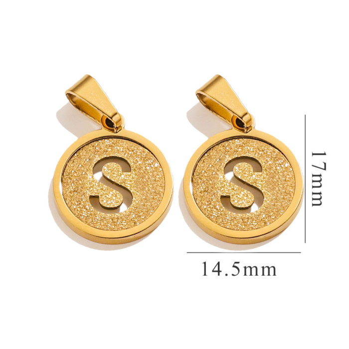 Round Hollow 26 Letters Pendant Necklace Jewelry 18K Gold Plated Accessories Women Girls Gift