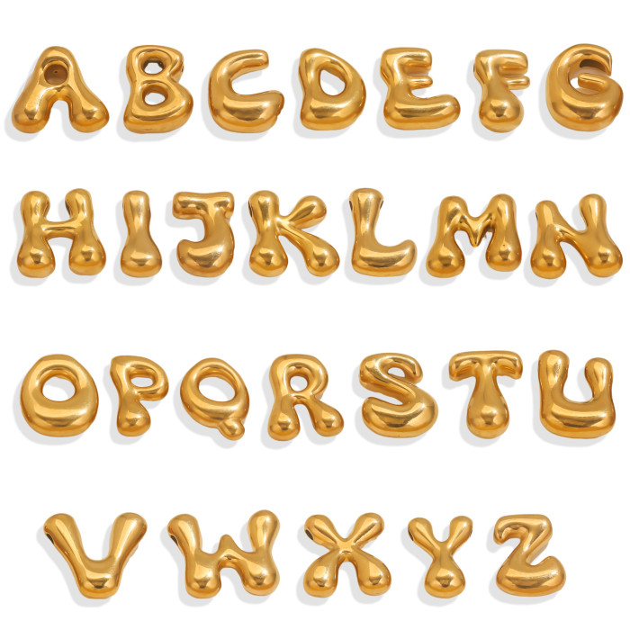 Polished Bubble Letter Pendant for Necklaces Initial Name Custom Necklace Gold Plated Jewelry Making Supplies