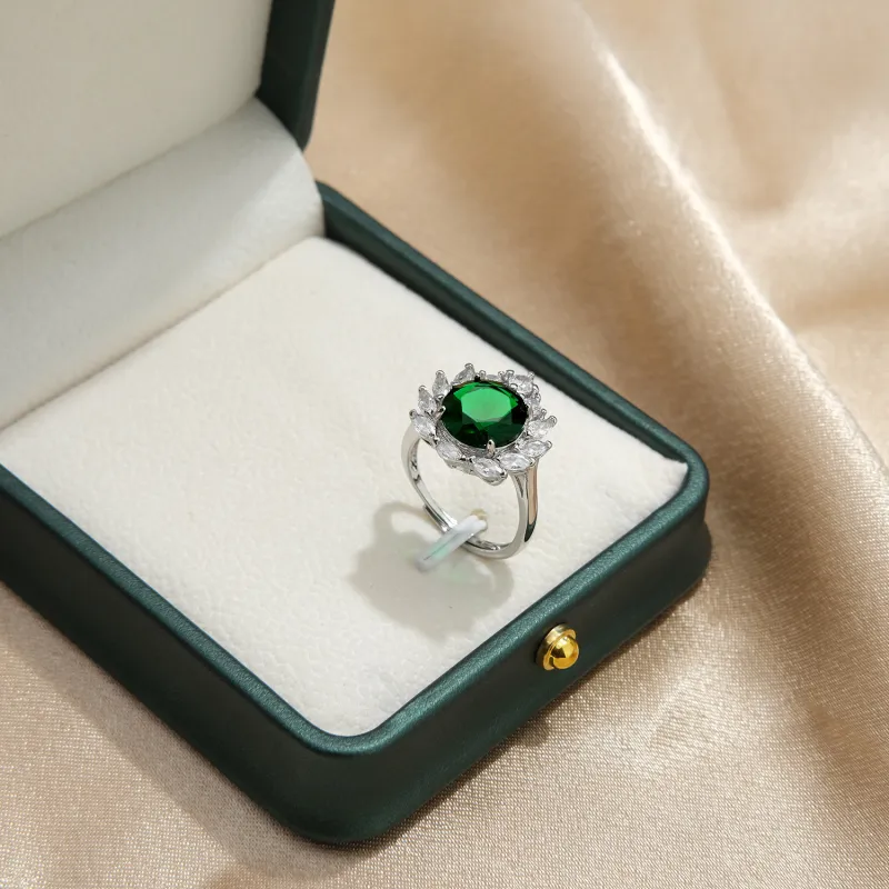 Elegant Fashion Sunflower Wedding Engagement Rings Shiny Cubic Zirconia Ring Jewelry