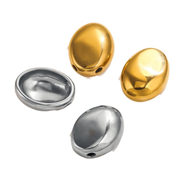 European and American Fashion Oval Pendant Stainless Steel Long Necklace For Women's Sweater Chain Colorless Jewelry Accessories