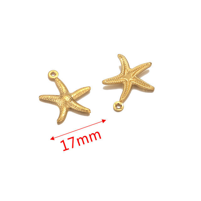 Stainless Steel Starfish Charms Shell Fish Tail Hippocampus Gold Charms Pendants Jewelry Making Ocean Dangle Accessories