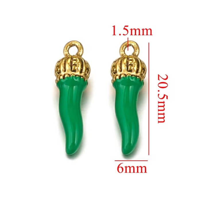 Stainless Steel Gold Plated Pepper Charm Enamel Cute Pendant DIY Earrings Necklace Jewelry Making Accessories Wholesale