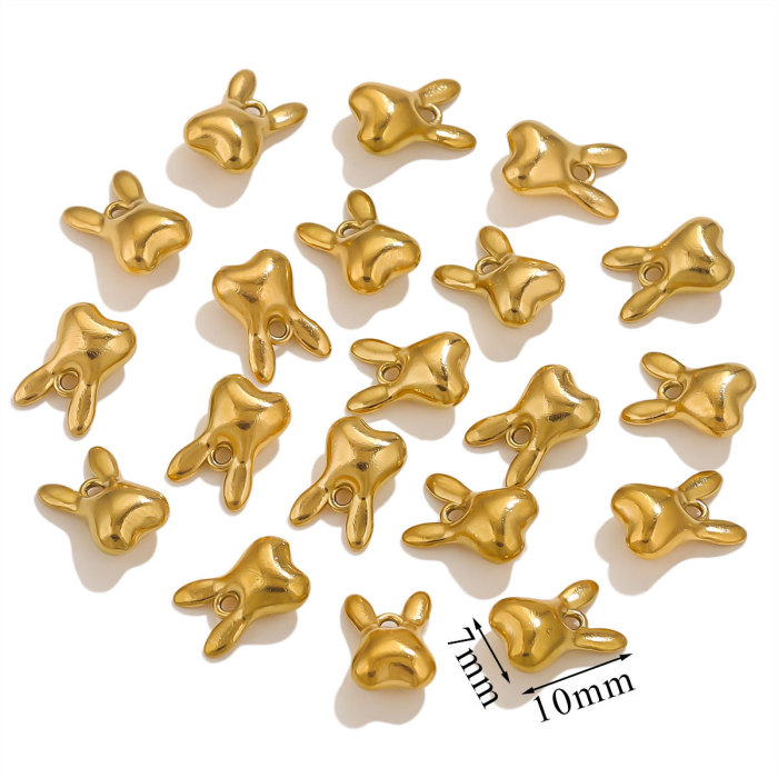 Mini Stainless Steel Charms 3D Geometric Shell Cherry Rabbit Gold Color Pendants DIY Women Jewelry Making Necklace Findings