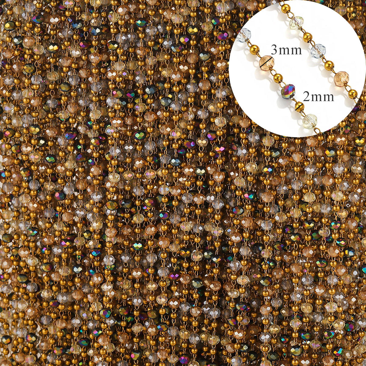 Stainless Steel Natural Crystal Chain Charm Yellow Red Green Crystal DIY Charm Necklace Bracelet Connector Accessories