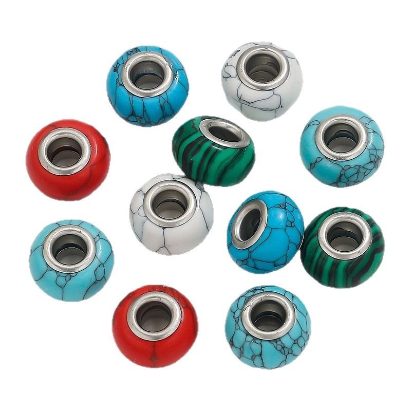 Big Hole Acrylic Beads Oblate Circle Spacer Loose Beads for DIY Jewelry Making Bracelet Necklace Pendant