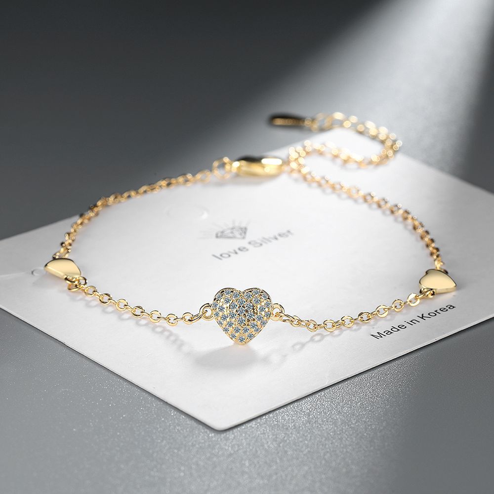 Fashion Zircon Heart Adjustable Bracelets for Women Fine Jewelry Minimalist Accessories Party Present