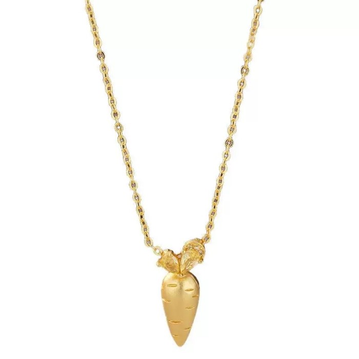 Classic Cute Shiny Brushed Carrot Necklace High Quality Light Luxury Exquisite Collar Chain Suitable for Daily Wearing Jewelry
