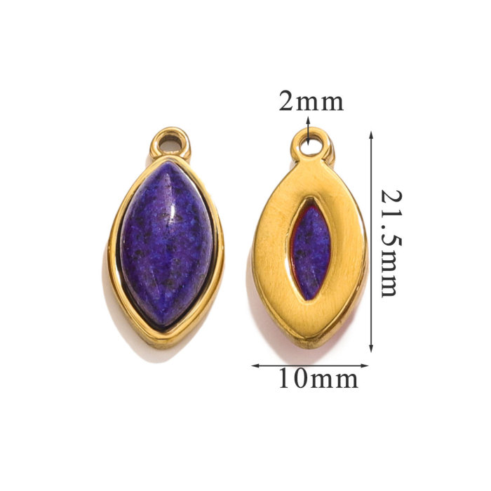 Natural Stone Turquoise Eye DIY Charms Stainless Steel Green Waterdrop Necklace Pendants Women Crystal Jewery