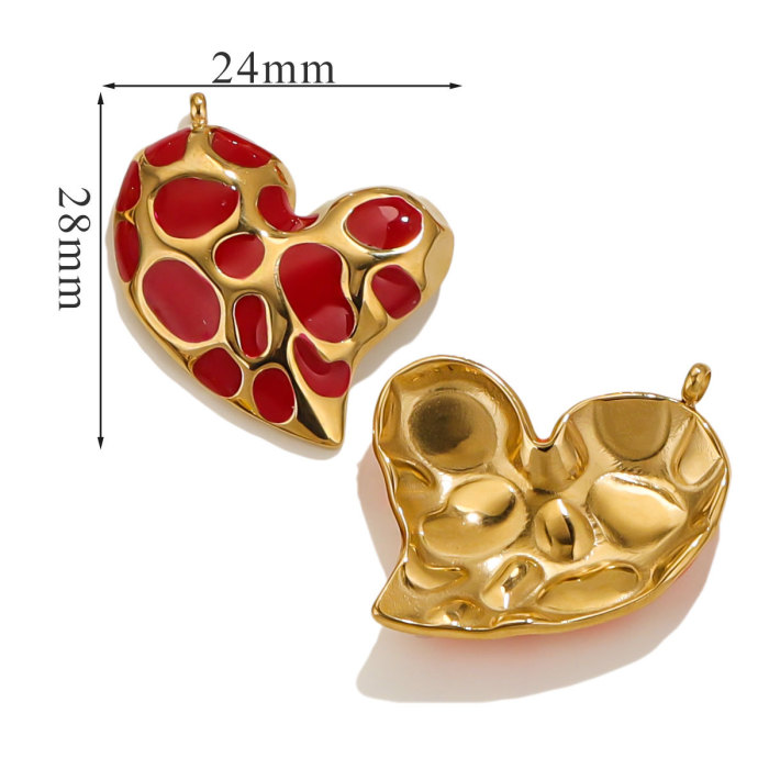 New 18K Gold Plated Stainless Steel Leopard Drip Heart Charms for DIY Pendant Necklace Jewelry Findings Accessories