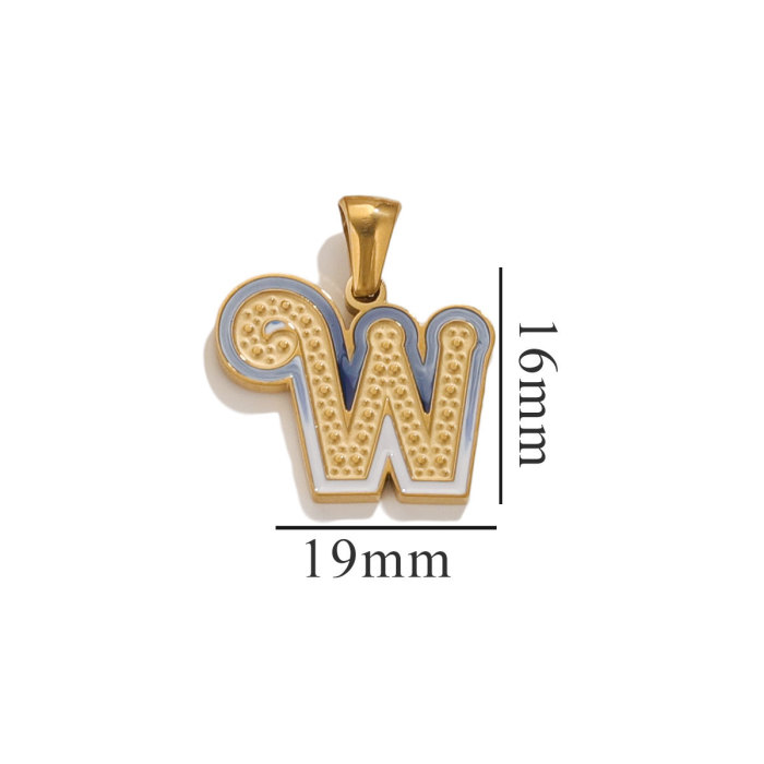 26 Letter Alphabet Charms Stainless Steel Enamel Letter Charm for Women Necklace Earring Jewelry Findings Pendants Bulk