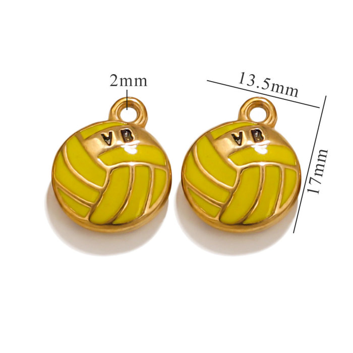 Enamel Round Ball Soccer Charm Sports Pendant Fit Bracelet Necklaces DIY Handmade Jewelry Finding Stainless Steel Accessory