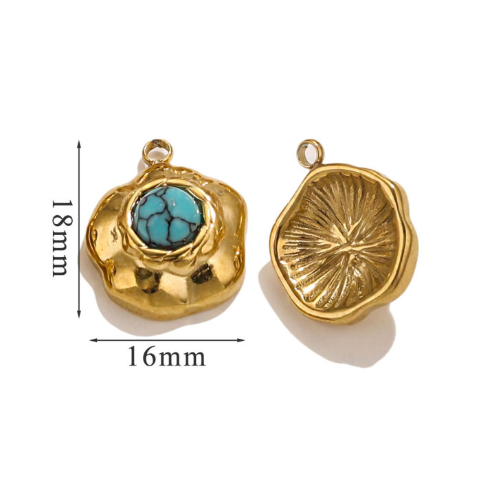 French Antique Tiger Eye Natural Stone Stainless Steel Diy Charms Women White Jade Necklace Pendant Wholesale Jewelry