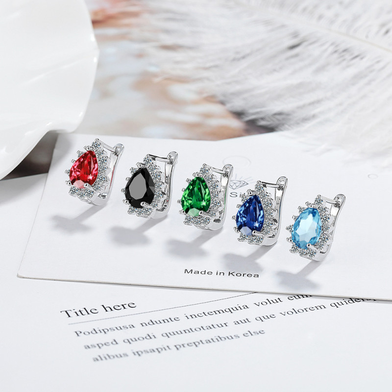Trendy Water Drop Shape Earrings with Zircon Jewelry Accessories for Women Wedding Engagement Party Gift 922