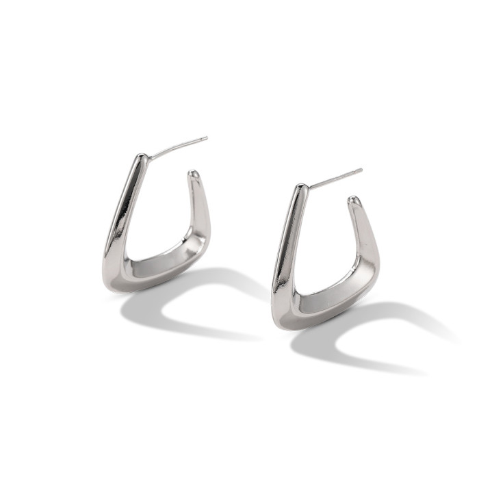 Elegant Personalized Geometric U-shaped Hoop Earrings Women's Simple Irregular Earring Daily Jewelry