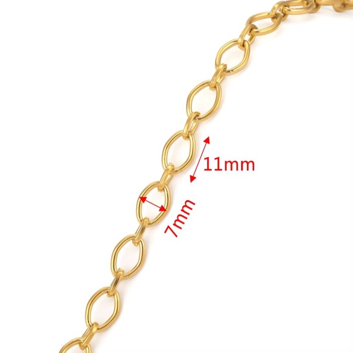 Stainless Steel PVD 18K Gold Plated Link Chain Big Rolo Cable Bulk Chains for Jewelry Making Necklace Bracelet Accessories