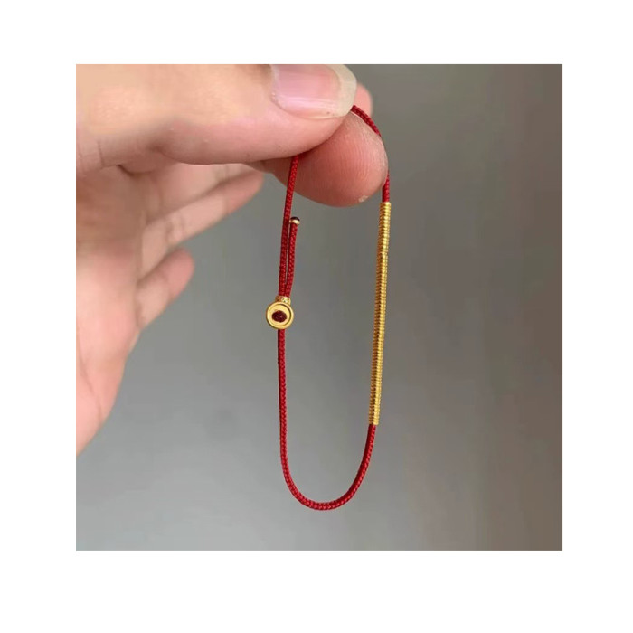 Tibetan Coiled Red Rope Bracelet with Artistic Style Simple and Exquisite Na Fu Hand Jewelry Adjustable Gold Color Bracelets
