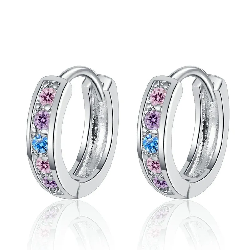 Luxury Colorful Crystal Zircon Earring Hoop Earrings for Women Wedding Fashion Jewelry Gift