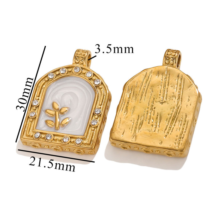 Spring Stainless Steel Enamel Oval Square Pendant DIY Women's Gold Necklace Bracelet Jewelry Making Accessories