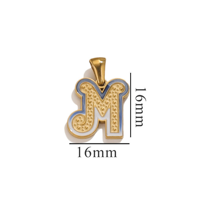 26 Letter Alphabet Charms Stainless Steel Enamel Letter Charm for Women Necklace Earring Jewelry Findings Pendants Bulk