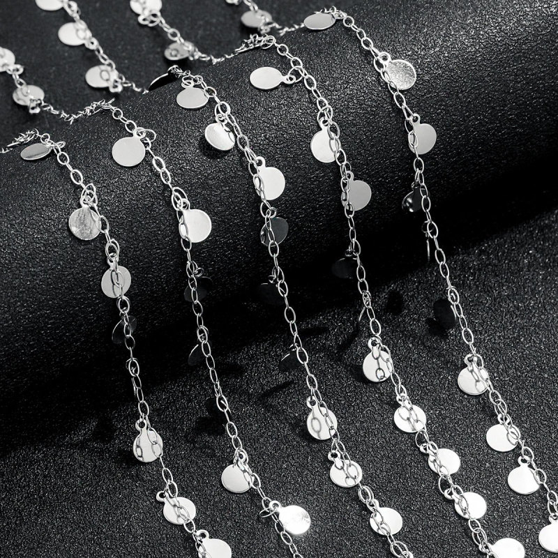 Stainless Steel Disc Chains Gold Color Round Charms Pendants Chain for Jewelry Making DIY Necklace Bracelet