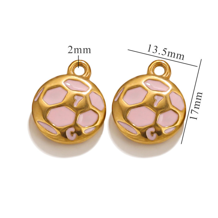 Enamel Round Ball Soccer Charm Sports Pendant Fit Bracelet Necklaces DIY Handmade Jewelry Finding Stainless Steel Accessory