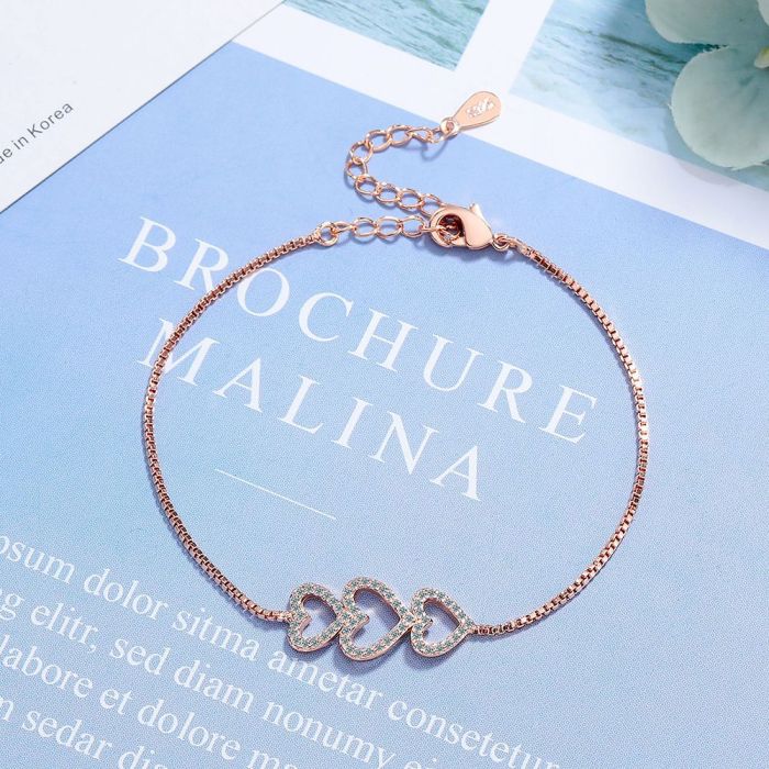 Love Heart Bracelet Elegant Cubic Zirconia Charm Chain Romantic Jewelry Gifts for Women, Necklaces