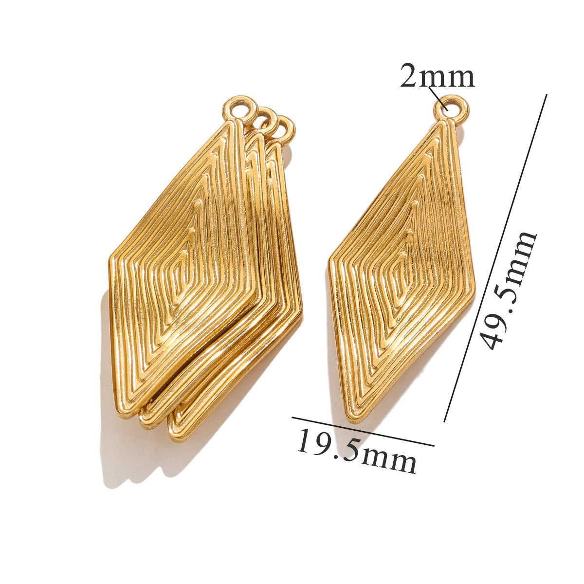 Stainless Steel Gold Plated PVD Rhombus Oval Charm Connector for DIY Necklace Jewelry Making Supplies Accessories Wholesale
