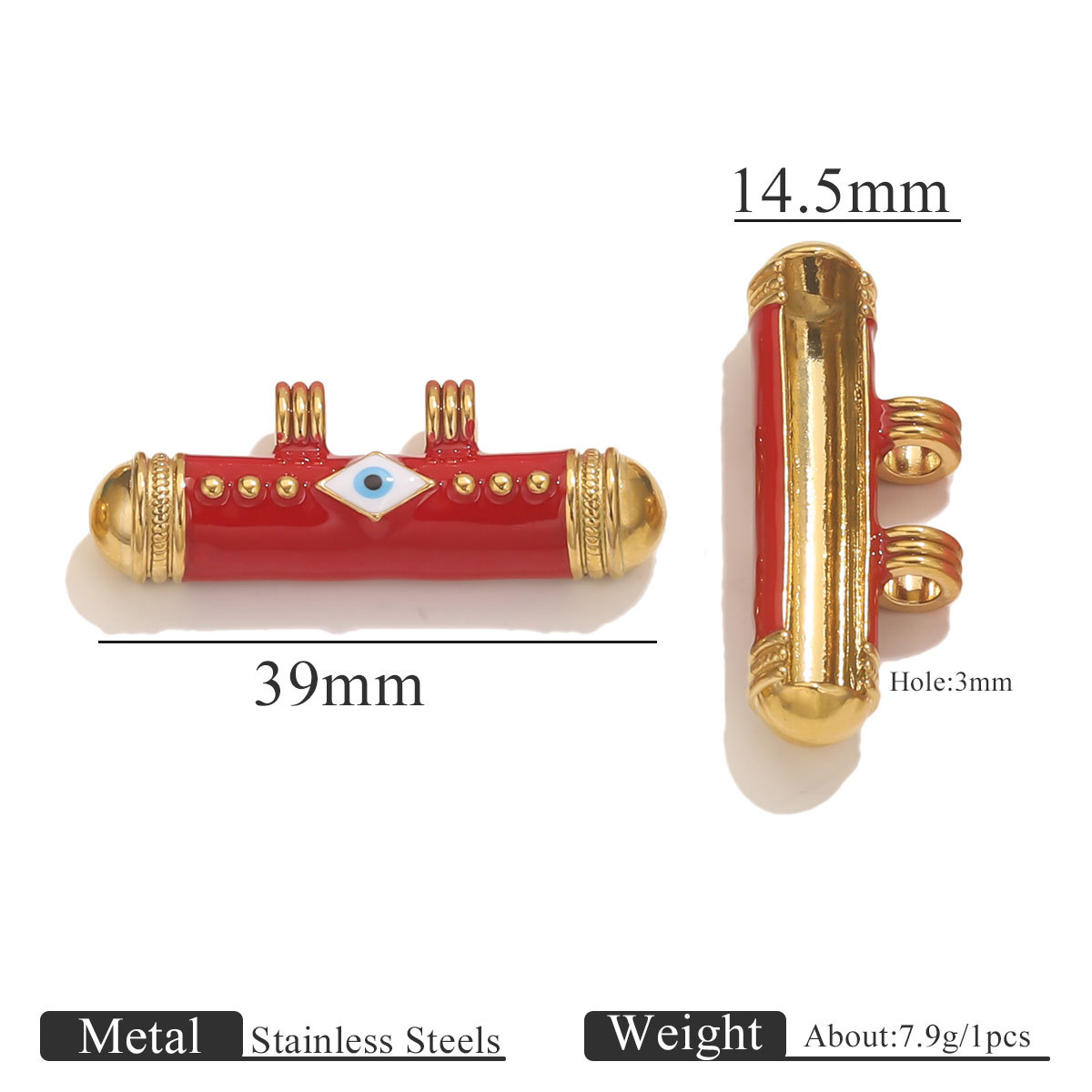 Stainless Steel Gold Plated Natural Stone Tube Beads Pendant Bohemian for DIY Necklace Bracelet Charms for Jewelry Making