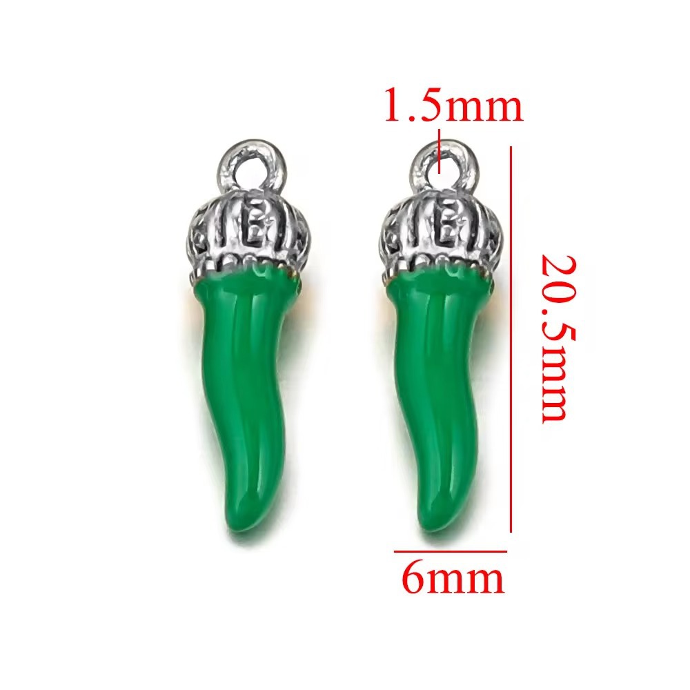 Stainless Steel Gold Plated Pepper Charm Enamel Cute Pendant DIY Earrings Necklace Jewelry Making Accessories Wholesale