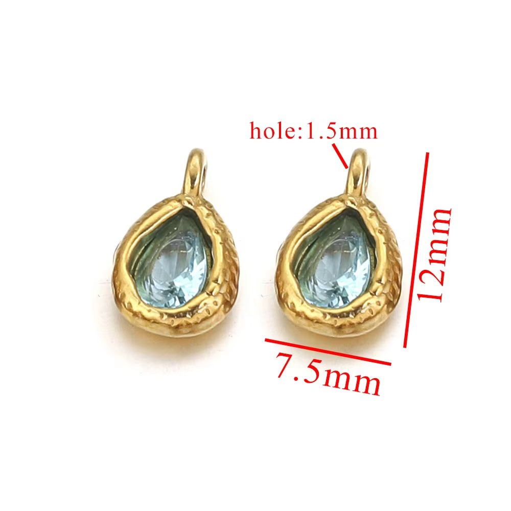 Stainless Steel Teardrop Charms Inlaid with Crystals Gold-plated DIY Bracelet Earrings Jewelry Making Accessories Materials