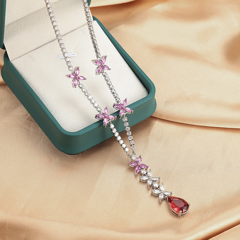 2025 New Ruby Crystal Pendant Necklace Small Butterfly Woman Jewelry Gift for Girlfriend Dropshipping Luxury