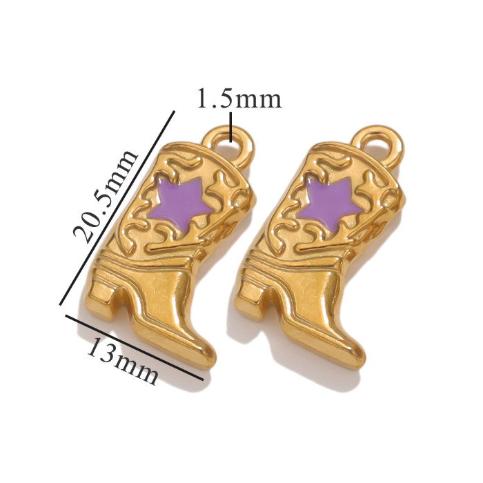 Stainless Steel Gold Color PVD Plated Boots Charms Pendant DIY Necklace Bracelet Earring Jewelry Making Accessories