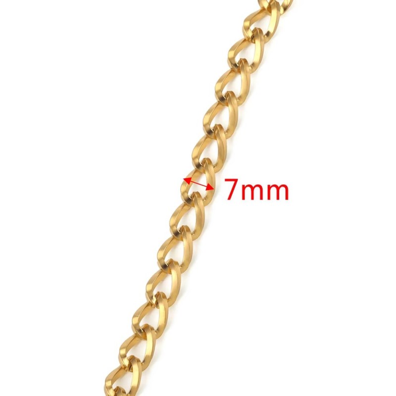 Stainless Steel PVD 18K Gold Plated Link Chain Big Rolo Cable Bulk Chains for Jewelry Making Necklace Bracelet Accessories