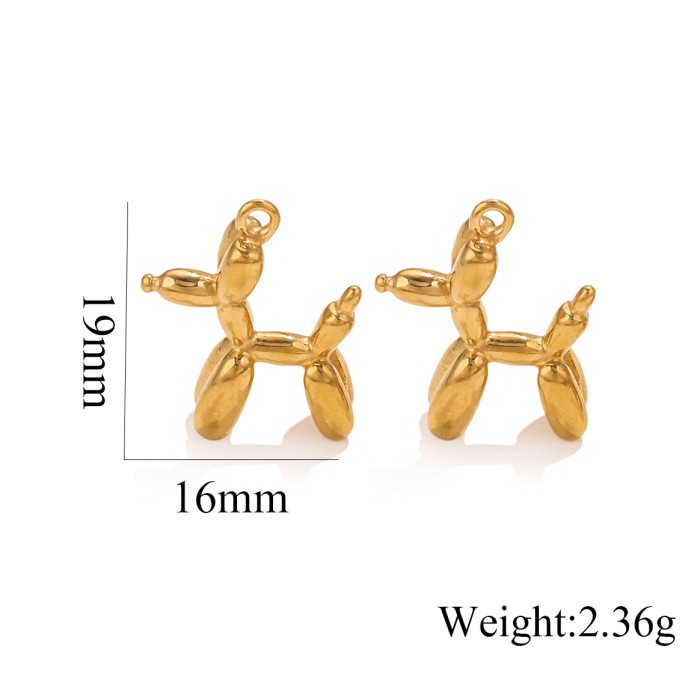 Stainless Steel Puppy Pendant Cute Three-dimensional Balloon Dachshund for DIY Necklace Bracelet Jewelry