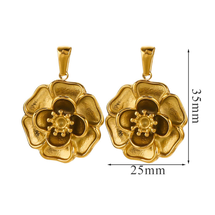 Stainless Steel Pendants Base Gold Plated Vintage Flowers DIY Women Jewelry Necklaces Bracelet Craft Making Accessories