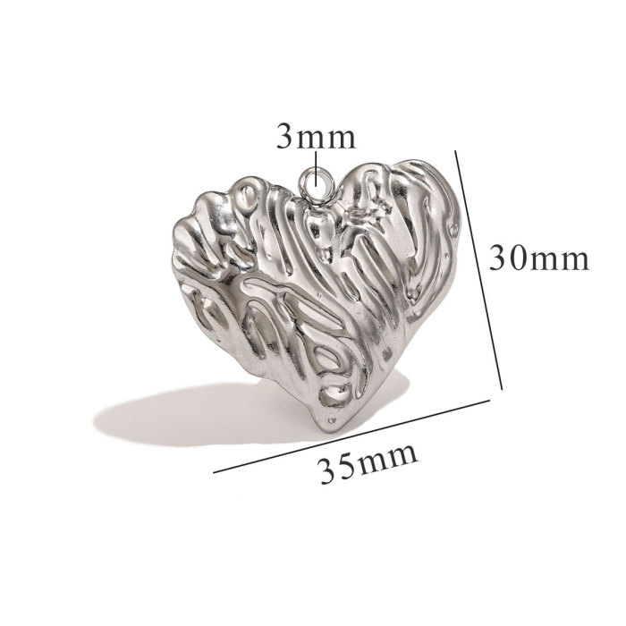 Stainless Steel Pendants Heart Texture 3D Metal Charms 18K Gold Plated for Necklace Jewelry Making Findings
