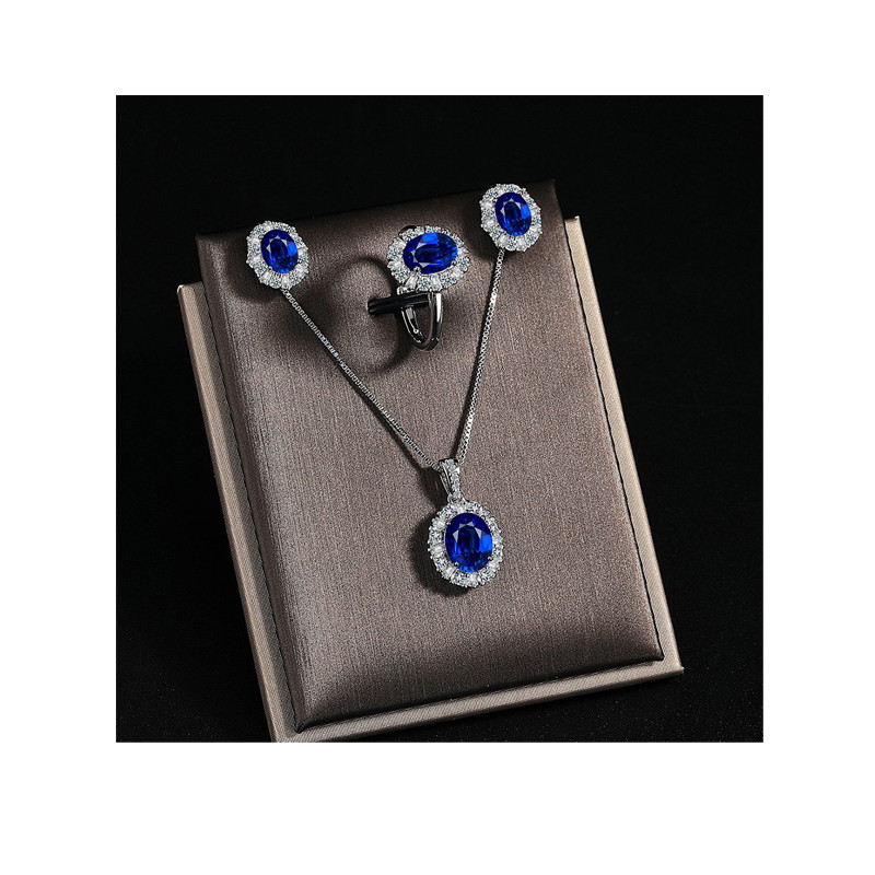 High Quality Gem Necklace Earring Ring Chain Fashion Jewelry for Women Wedding Birthday Gift