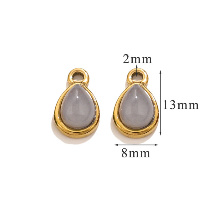 Stainless Steel Water Droplet Pendant Stone Colorful Pendants for DIY Necklace Bracelet Jewelry Making Accessories