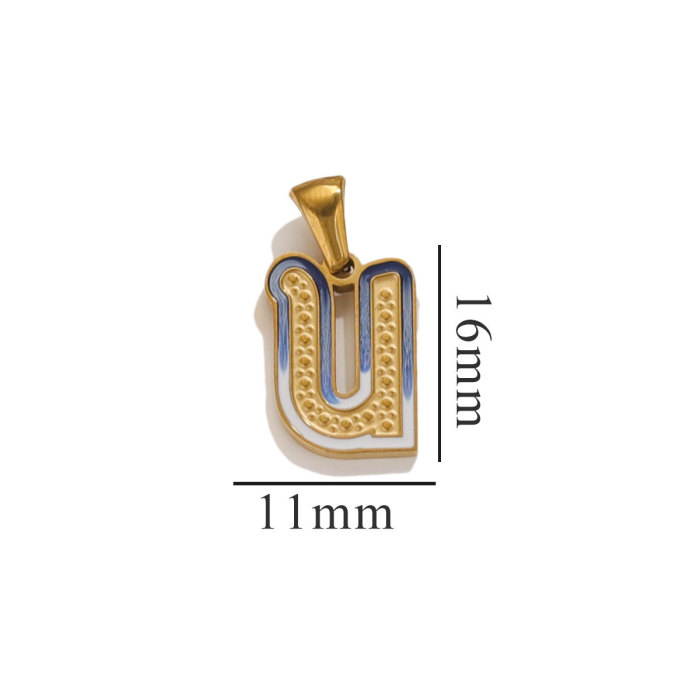 26 Letter Alphabet Charms Stainless Steel Enamel Letter Charm for Women Necklace Earring Jewelry Findings Pendants Bulk