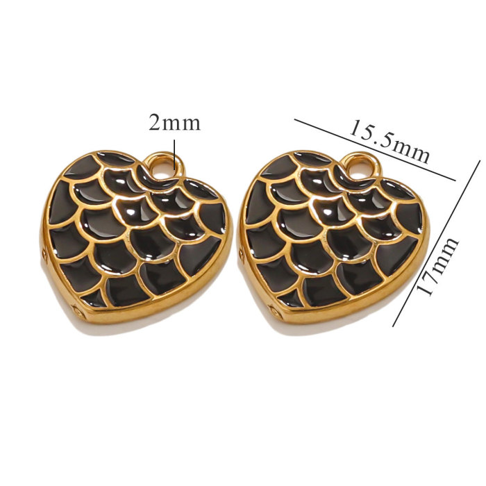 Stainless Steel Pendant Charm Enamel Heart Fish Shell Bow Hand Clock Car Strawberry Necklace Gold Color Wholesale