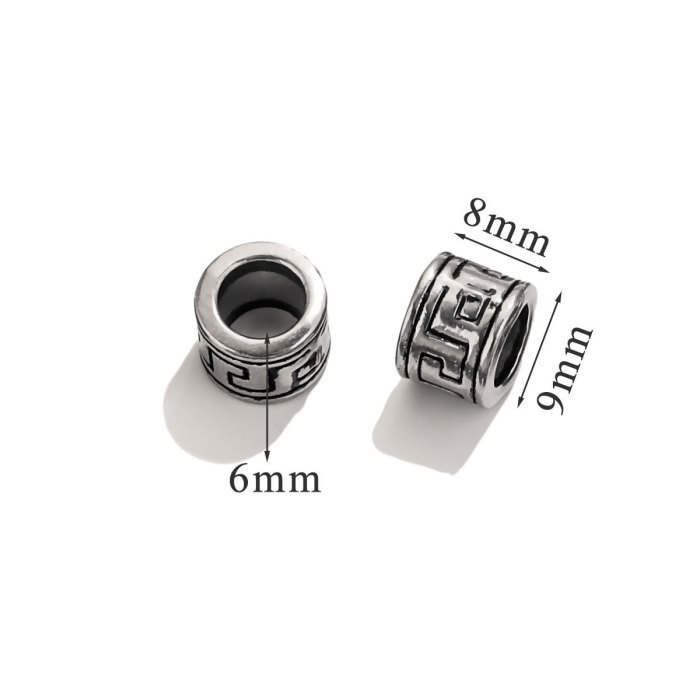 Stainless Steel Vintage Square Tube Flower Bead Spacer Large Holes Beads for Bracelet Jewelry Making Necklace